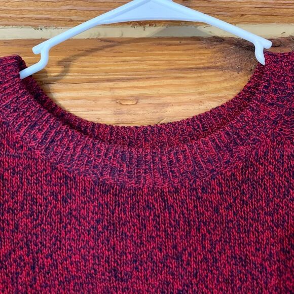 H&M DIVIDED Red Blue Marled Knit Cropped Pullover Sweater Medium - Picture 3 of 5